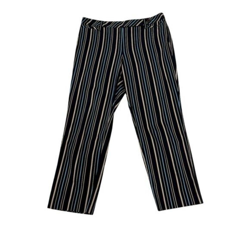 Ann Taylor LOFT Womens‎ 10 Striped Stretch Straight Pants Preppy Retro Pockets
